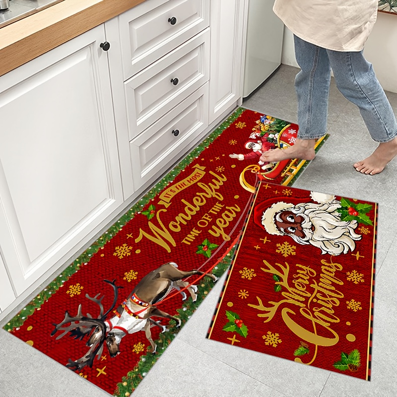

1pc Anti-slip Durable Christmas Area Rug, Non-shedding Stain Resistant Rug, Living Room Bedroom Floor Mat, Suitable For Living Room Bedroom Laundry Room, Machine Washable, Home Decor, Room Decor