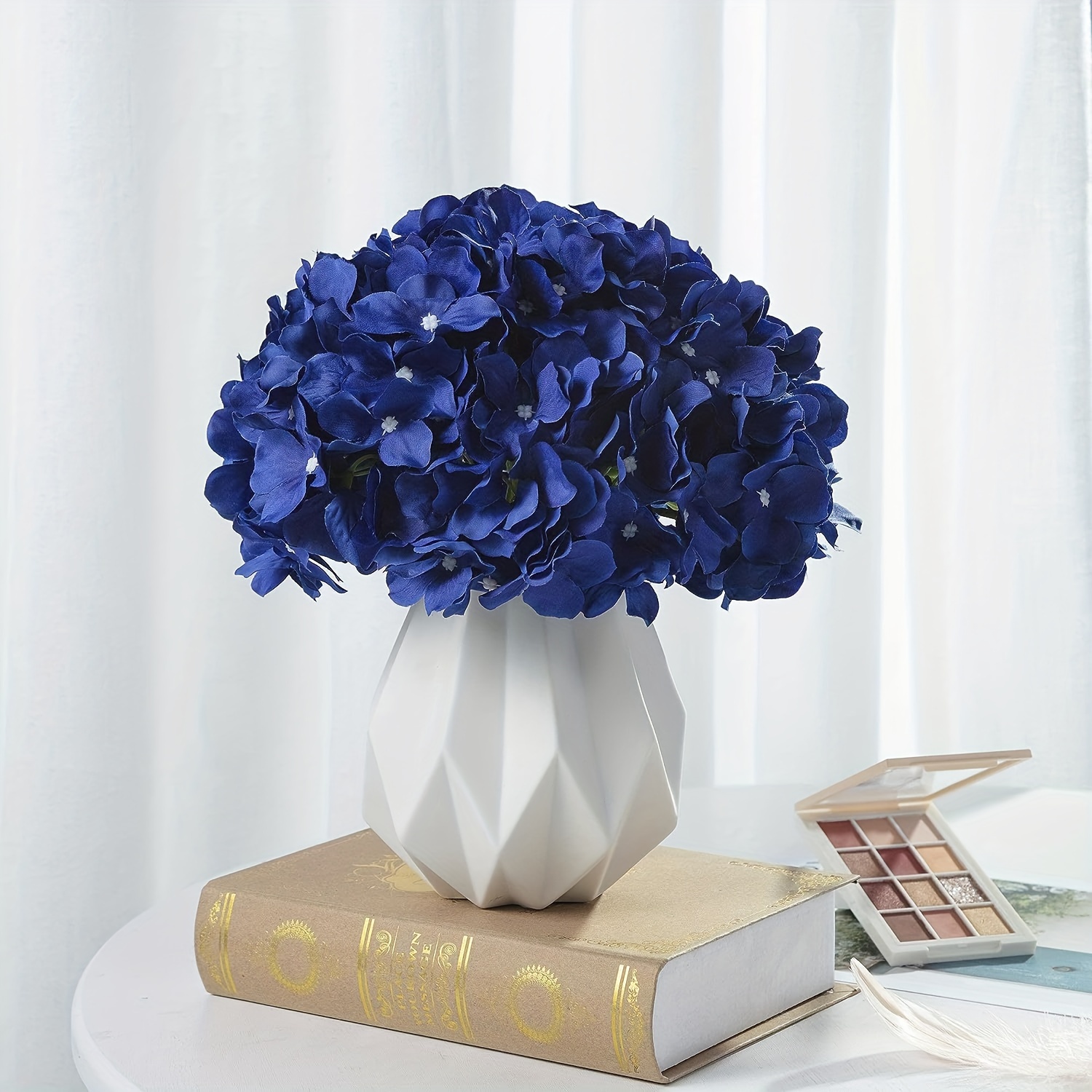 Hortensias artificiales azules, tallos altos de hortensias artificiales de  24.8 pulgadas, hortensias artificiales de seda, hortensias falsas