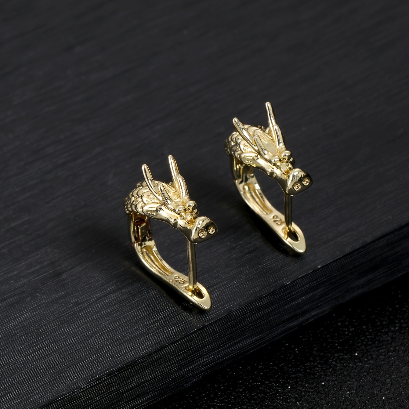 Men's Dragon Head Statement Stud Earrings Punk Style