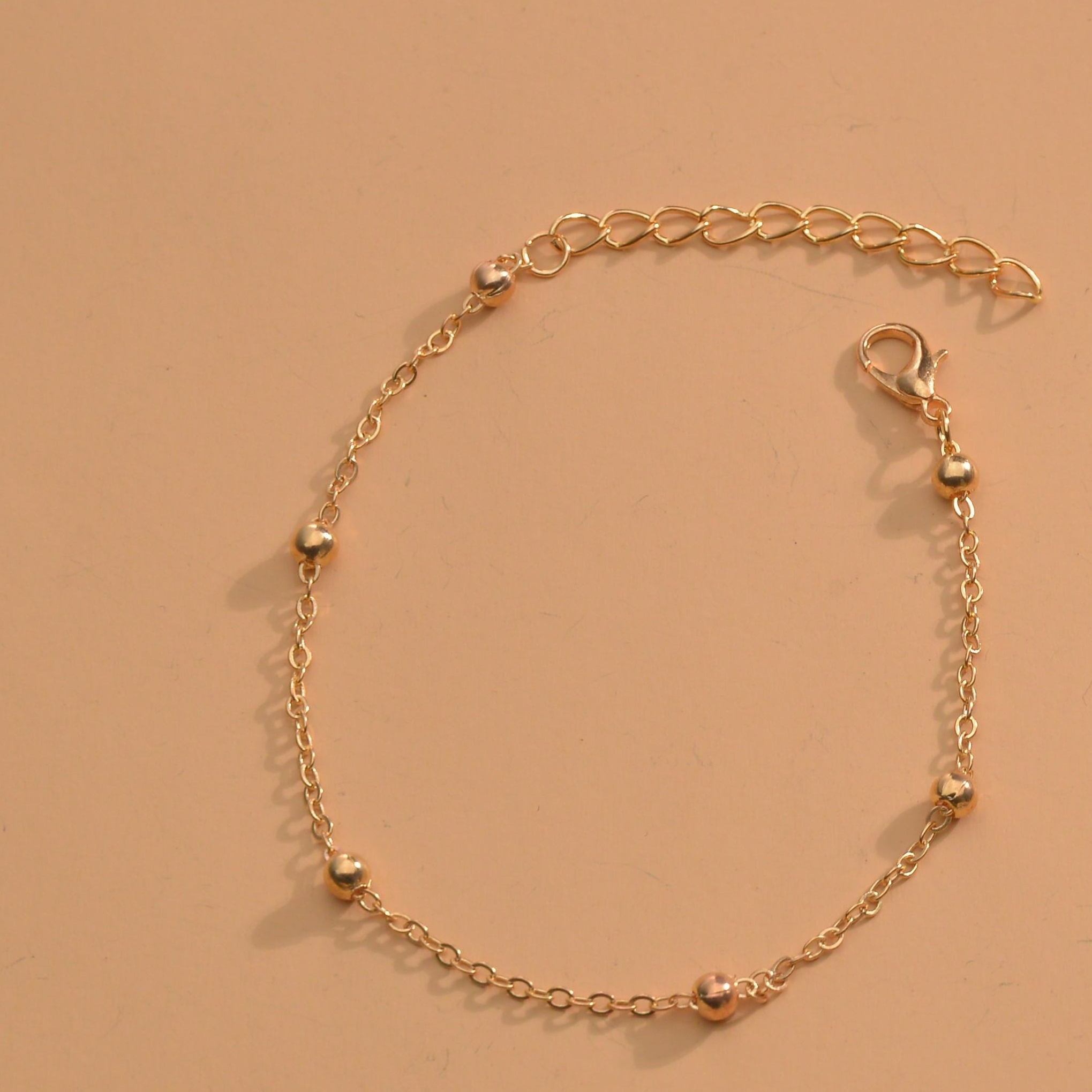 2pc Thin Chain Anklet with Mini Love Heart Beads