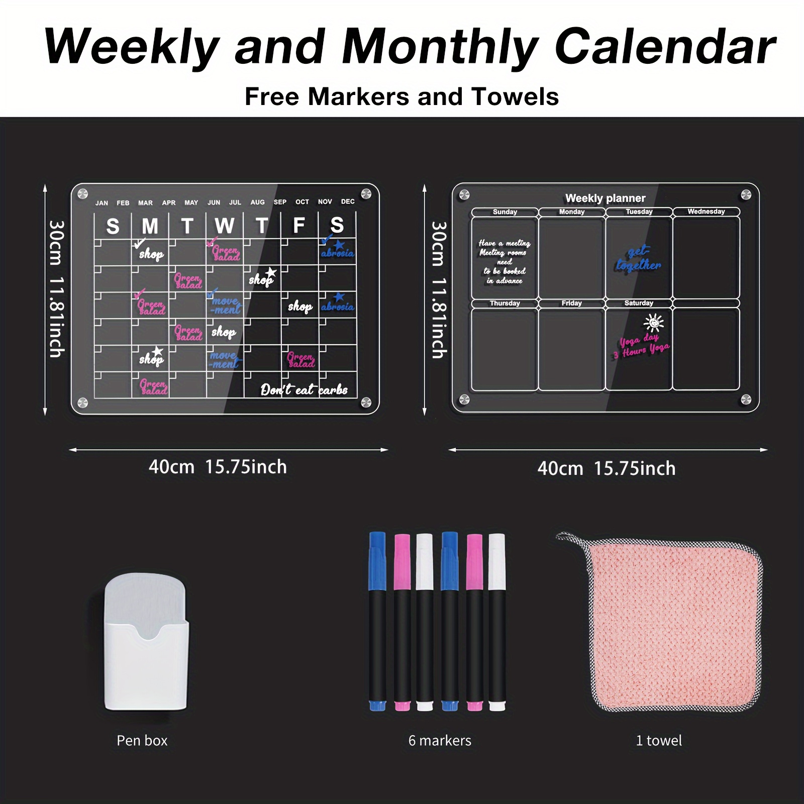 Acrylic Magnetic Monthly And Weekly Calendar For Fridge - Temu