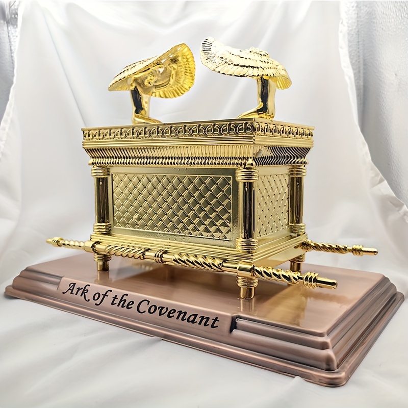 Figurine Ark Of The Covenant Golden Plated Copper Stand Jerusalem