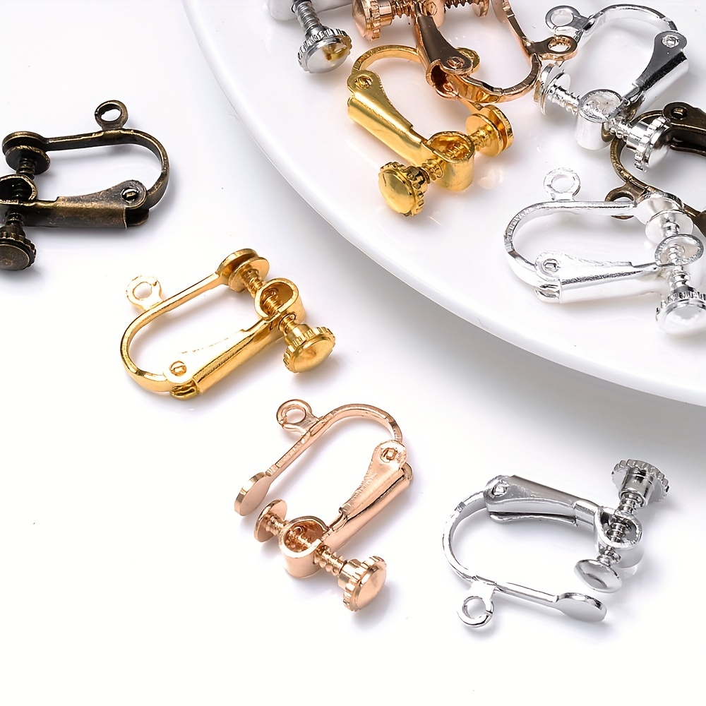 24 Pcs(12 Pairs) Clip On Earring Converter with Open Loop Jewelry Making,  DIY Earring and Dangle, Color Gold and Silver
