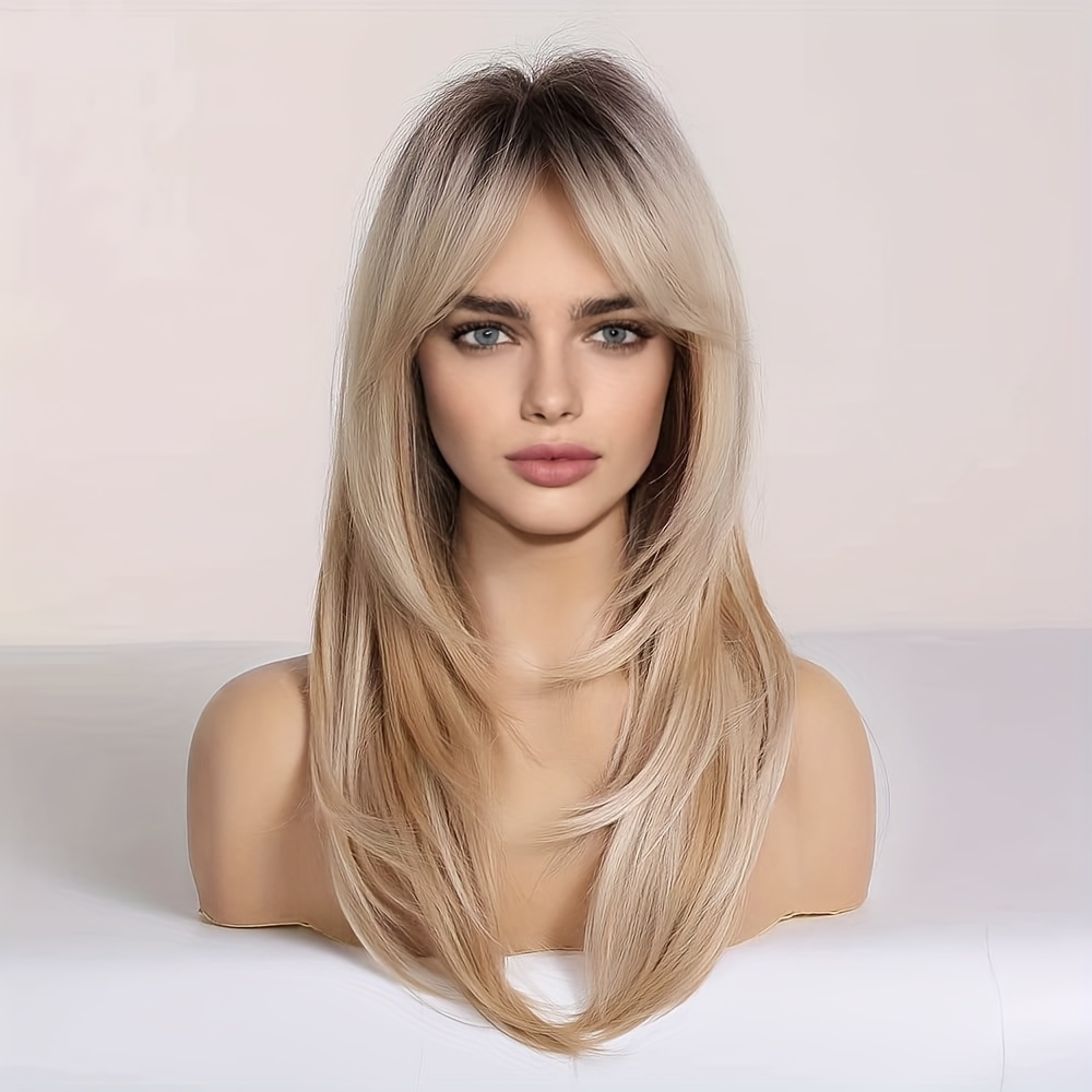 Long Ombre Grey Blonde Wigs Women Synthetic Layered Hair Wig - Temu United  Kingdom