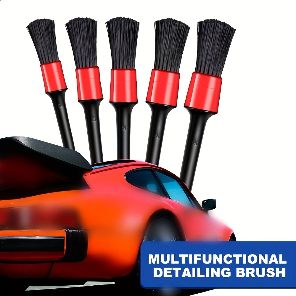 5Pcs Auto Detailing Brush Set Natural Boar Hair Detail Brush Car