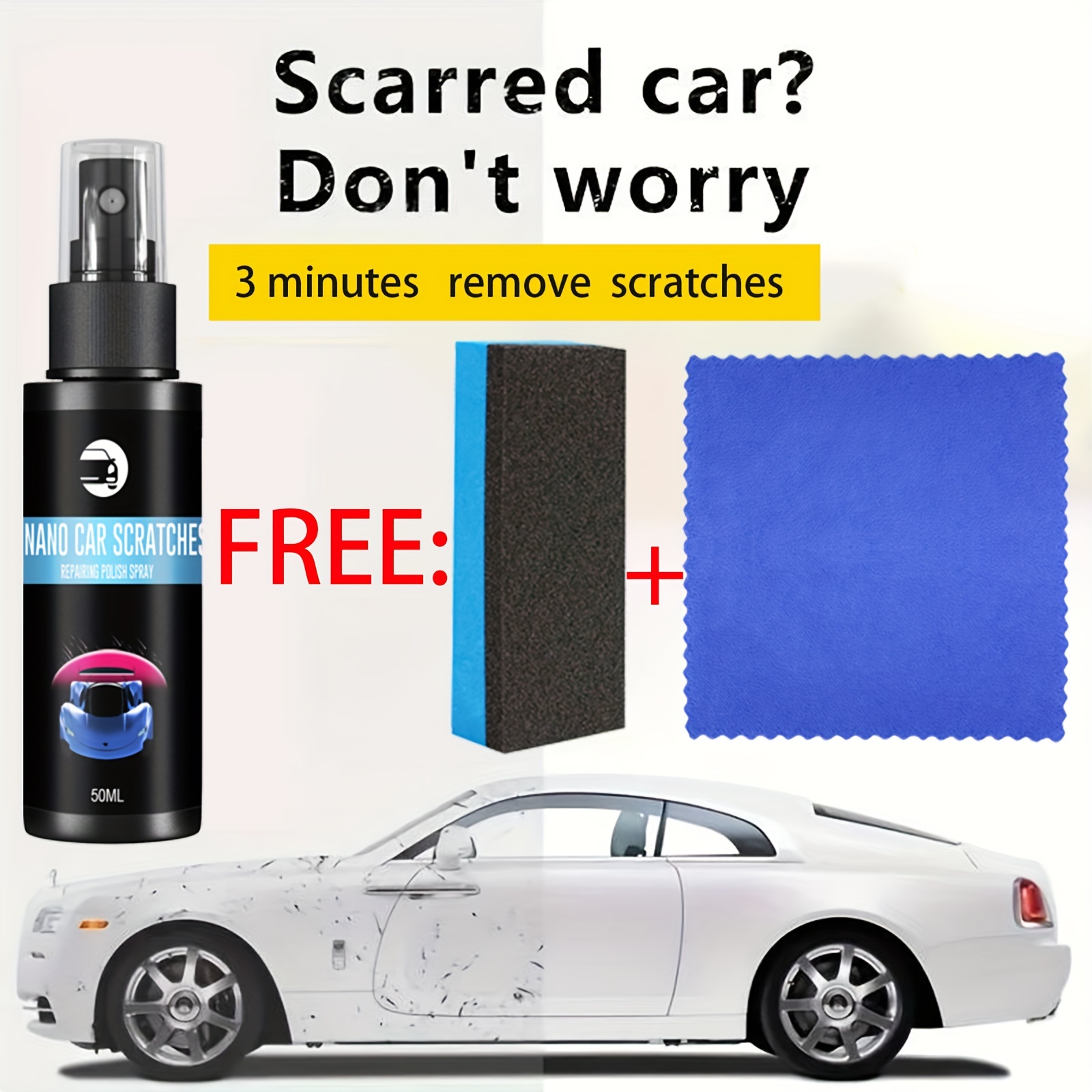 Espray para eliminar arañazos en blanco y negro, cera para reparar arañazos  profundos en el coche, pintura de pulido - AliExpress