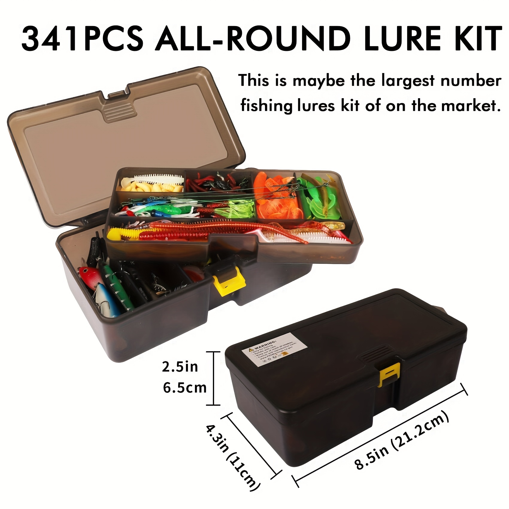 VGEBY1 Caja de señuelos de pesca, caja portátil de plástico para cebo de  pesca azul brillante con clip para almacenamiento de señuelos de gusanos de