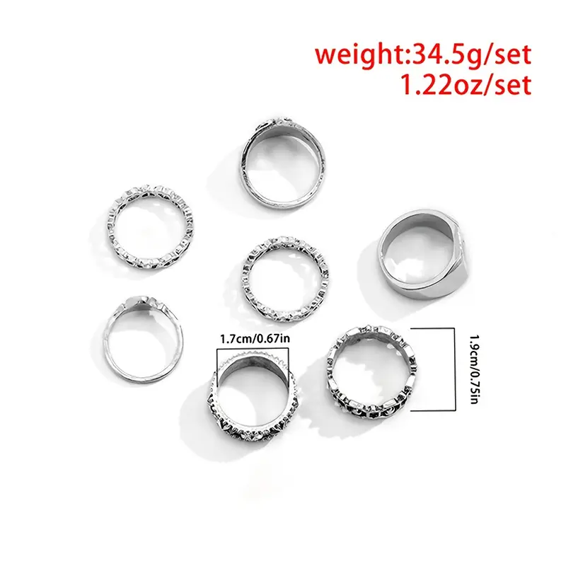 Street Geometric Hollow Ring Set Street Geometric Hollow Ring Set
