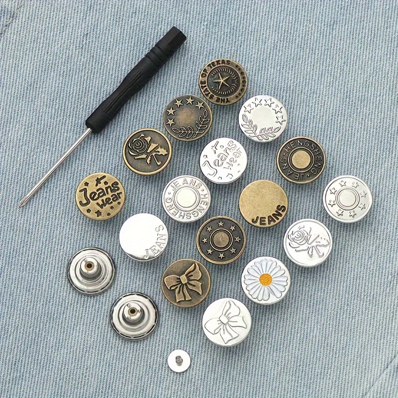 4/ 8pcs Adjustable Detachable Jeans Pin Buttons Nail Sewing-free