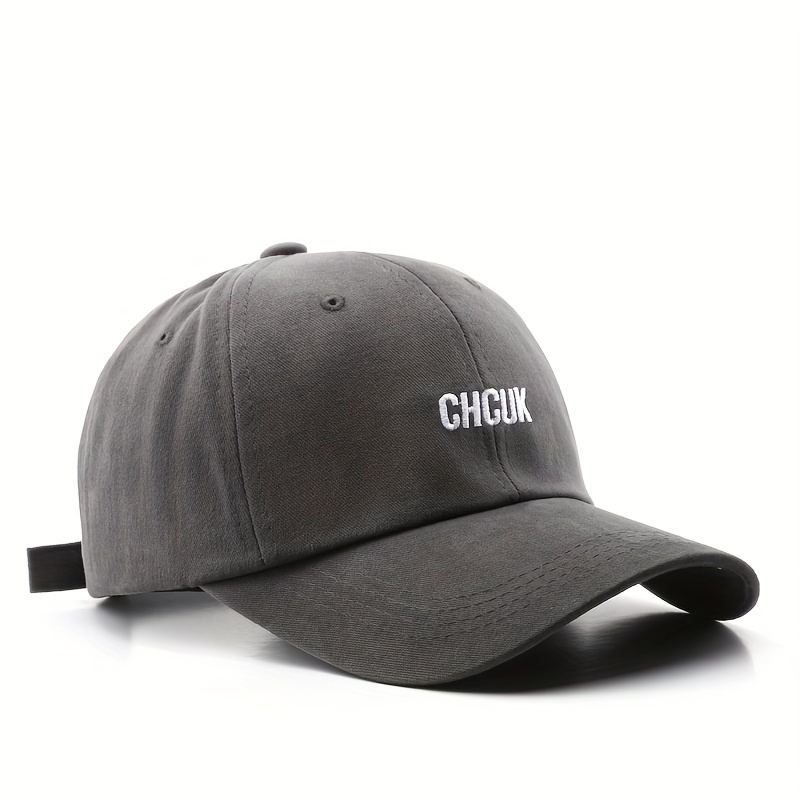 CHCUK Embroidery Cotton Baseball Cap Unisex Solid Block Couple Sun Hat