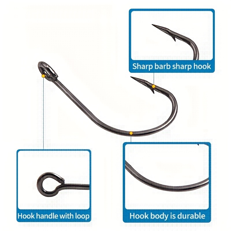50pcs/ Box Fishing Hook With Loop Barbed Hook Circle Carp Carbon