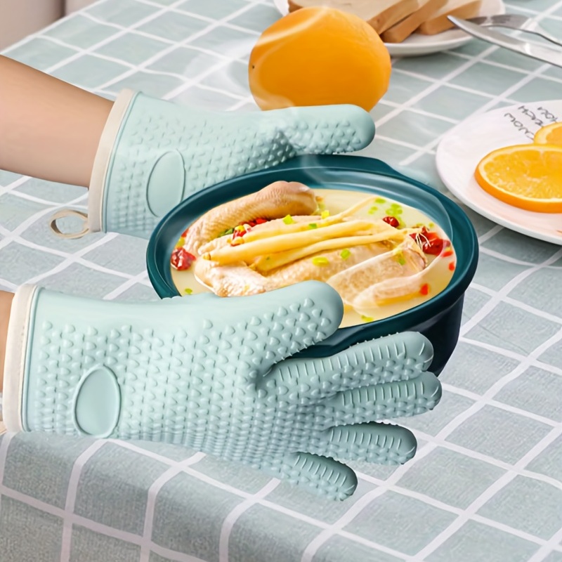 1/2pcs, Silicone Oven Mitts, High Temperature Resistant Silicone