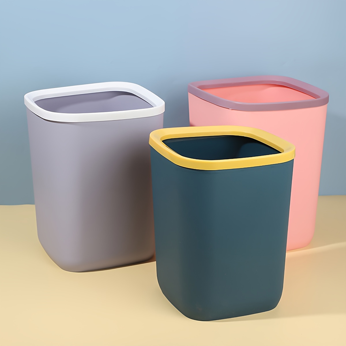 Stylish And Convenient Plastic Trash Can With Lid For Bathroom, Living  Room, And Bedroom - Keep Your Home Clean And Organized - Temu United Kingdom