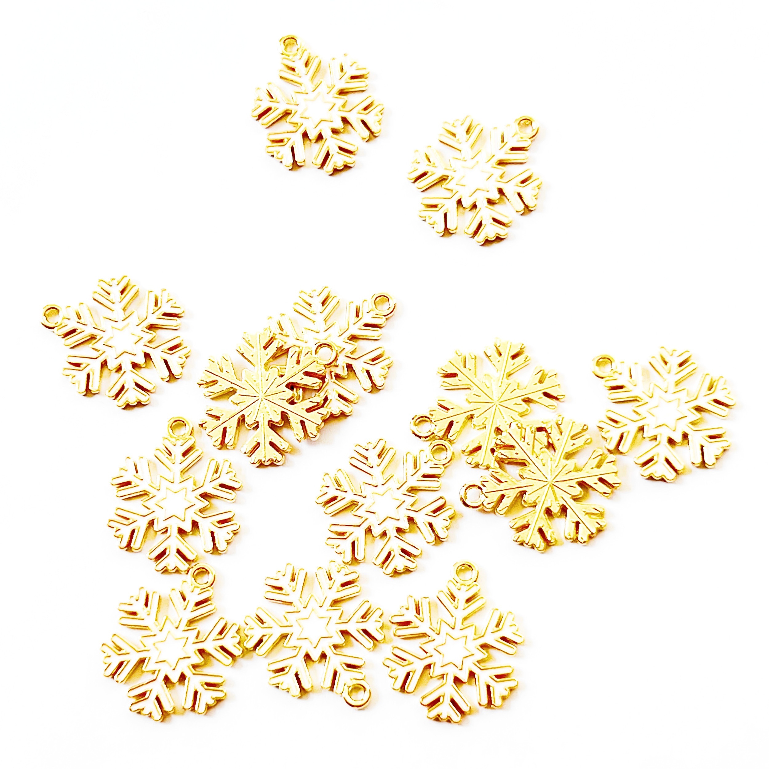 Christmas Series Snowflake Pendants Diy Alloy Enamel - Temu