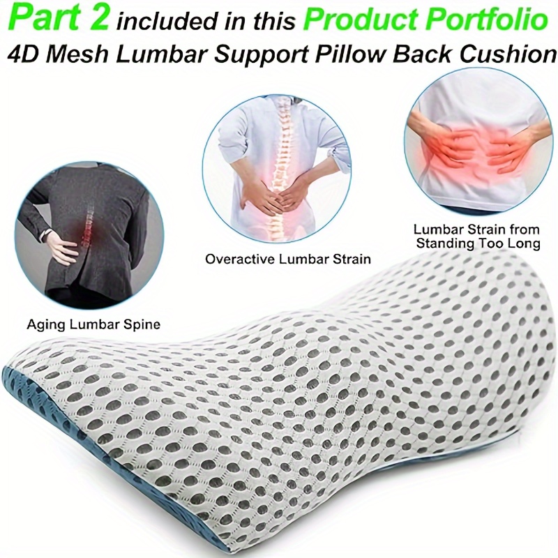 Car Lumbar Support Pillow And Neck Pillow Set, Memory Sponge Lumbar Pillow  And 4d Mesh Headrest, Used To Alleviate Driving Fatigue - Temu