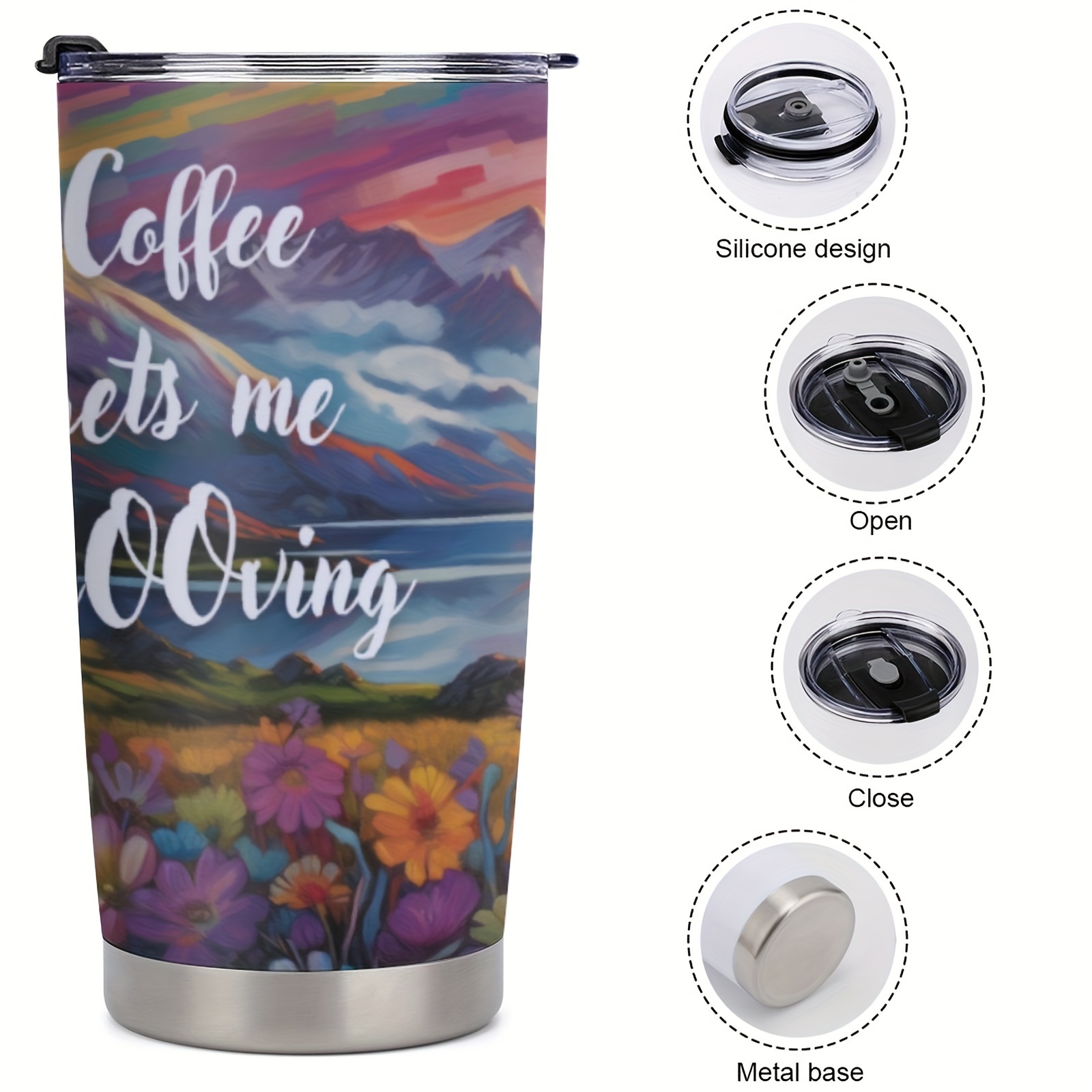 1pc 20oz Cow Gifts Cup, Coffee Mugs For Men, Caffee Gets Me Mooving,  Insulated Travel Coffee Mug With Lid