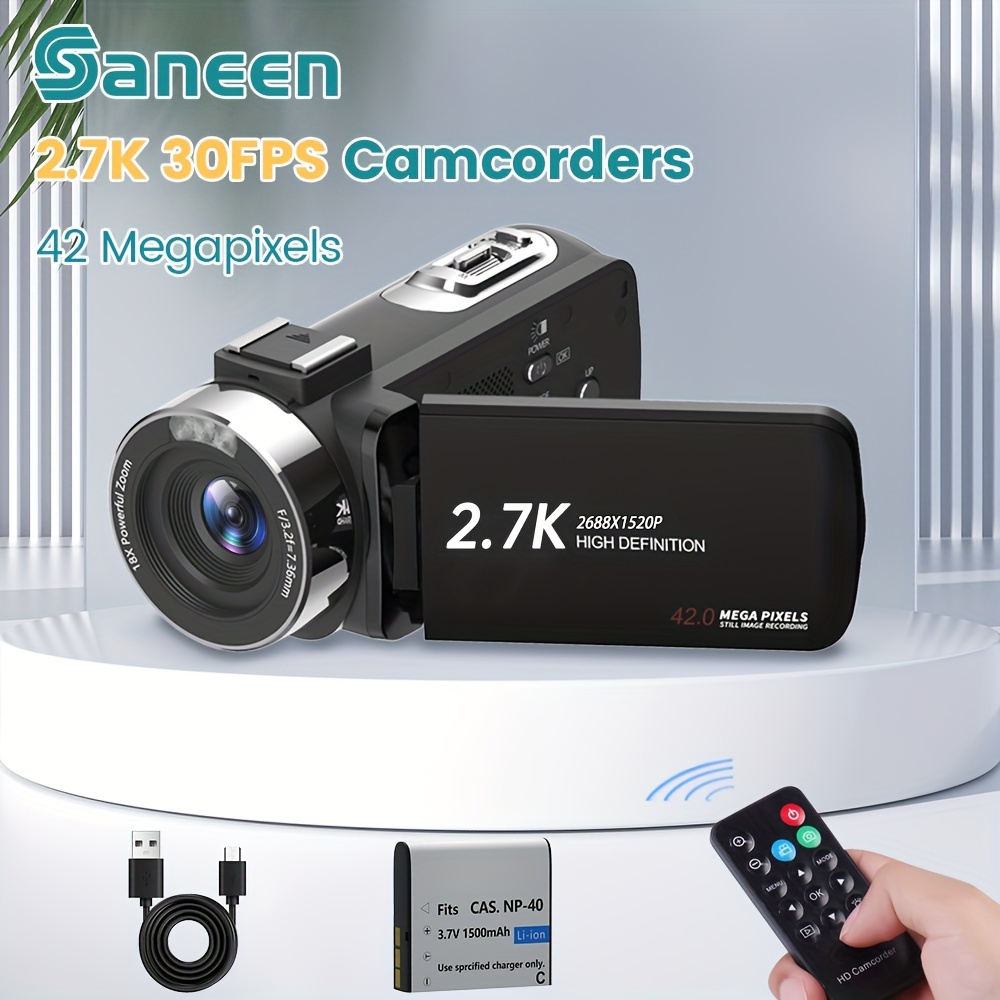  Videocámara 4K Cámara de vídeo Ultra HD Wi-Fi Vlogging Cámara  48.0MP 16X Zoom Digital Videocámaras con visión nocturna IR y micrófono  Cámara digital 3.0 pulgadas pantalla táctil con control remoto 