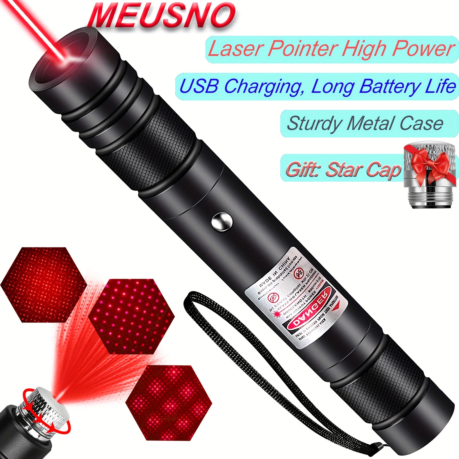 Pointeur laser longue portée, pointeur laser rouge haute puissance, pointeur  laser puissant pointeur laser haute puissance, pointeur laser rechargeable  USB pour Hu extérieur