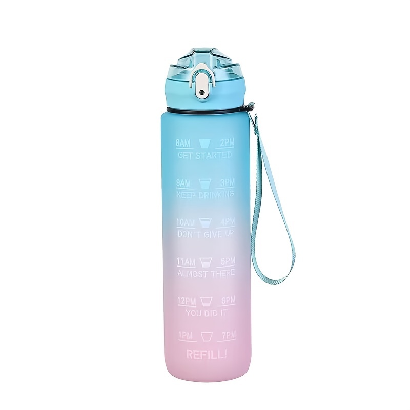 Leak proof Water Bottle With Straw And Motivational Time - Temu