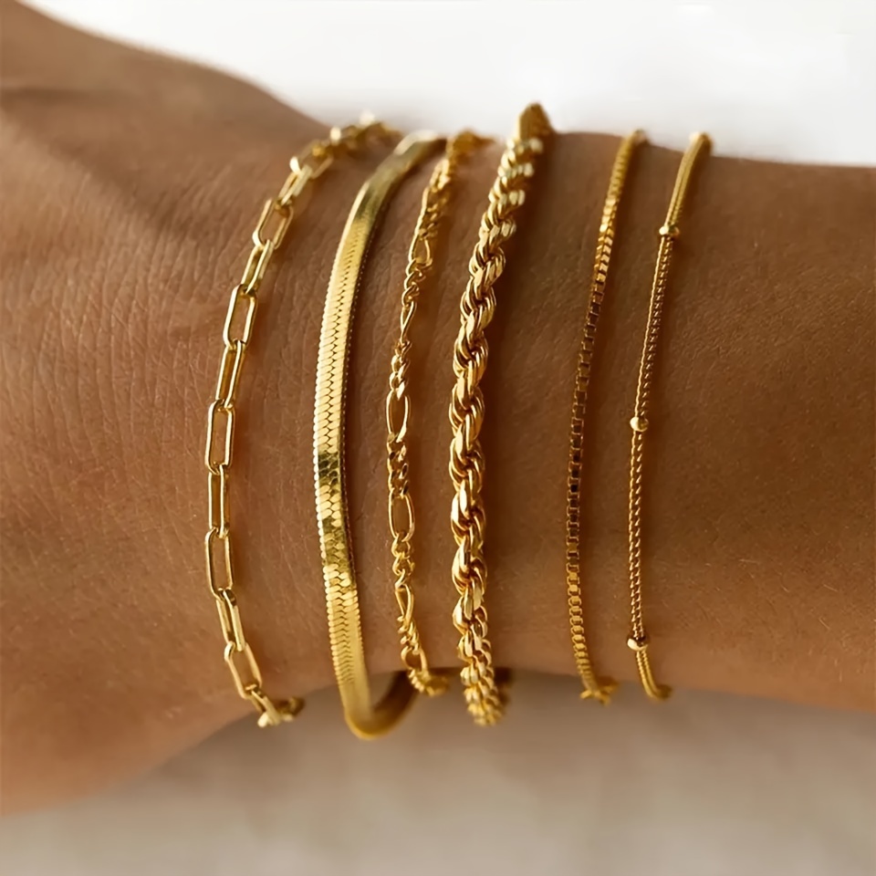 Simple Style Solid Color Stainless Steel 14K Gold Plated Bracelets