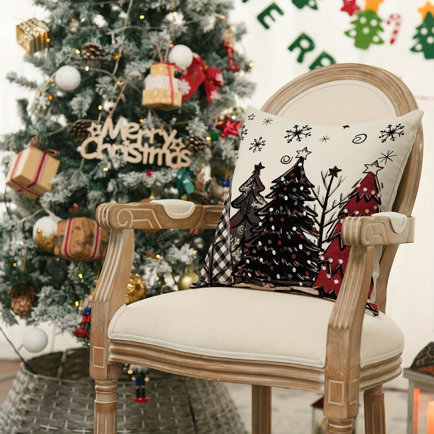 Linen Mixed Woven Christmas Throw Pillowcase Rustic - Temu