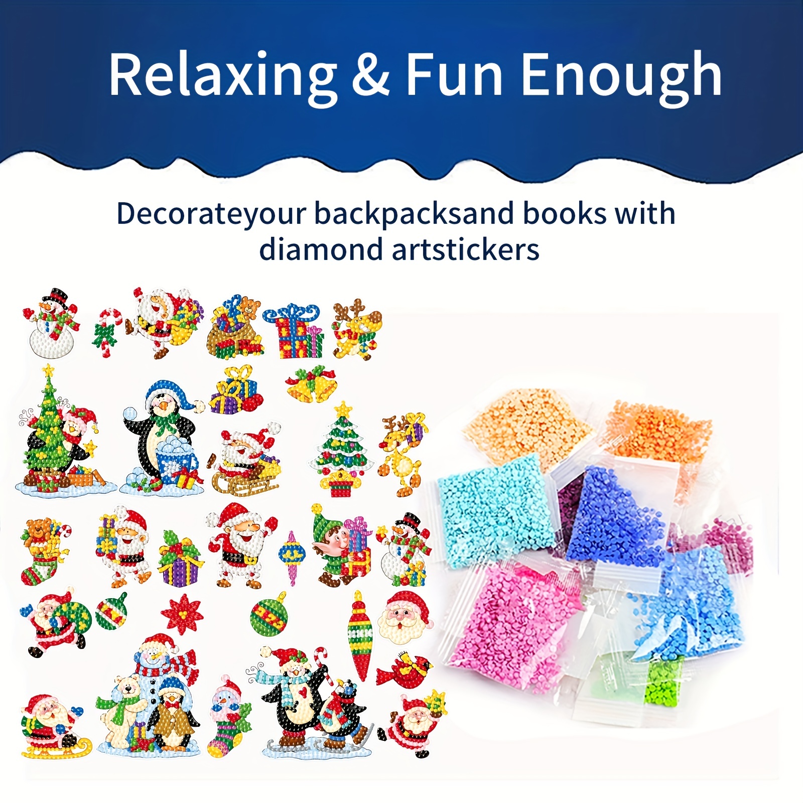 DIY Diamond Painting Stickers Kits Christmas Diamond Art Craft for Kids and  Adults Colorful