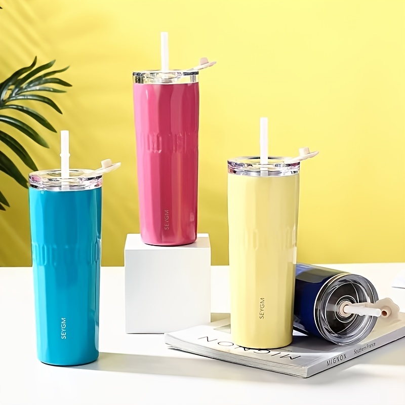 Skinny Tumbler, Stainless Steel Double Wall Water Bottle, Vacuum Insulated Slim  Cup With Lid Straw - Temu