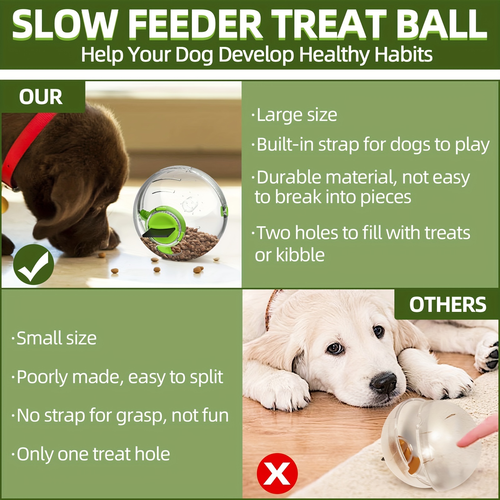 Dog Puzzle Toys Dog Treat Dispenser Interactive Treat Dispensing Dog Toy IQ  Training Toy Slow Feeder for Small Medium Dogs Beginner Puppy Chasing