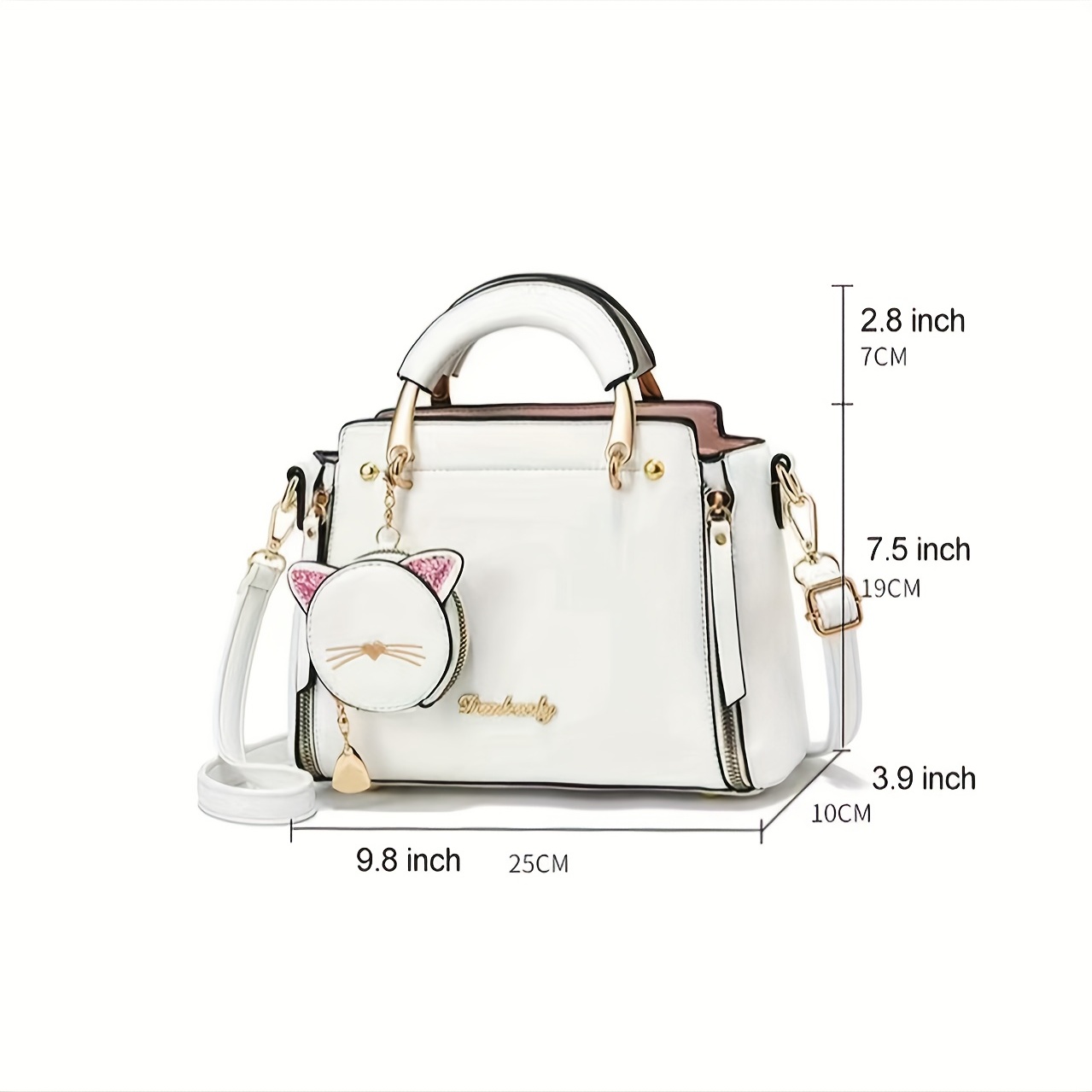 White Leather Square Satchel Handbags Purses White