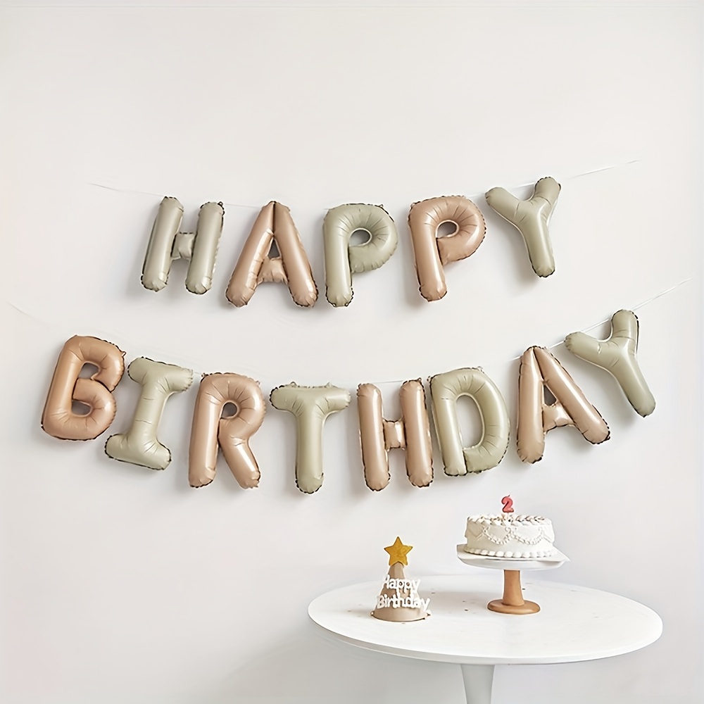 

1pc, 16inch Happy Birthday Balloons, Cream Caramel Color Foil Letter Balloon Set, Birthday Decoration, Party Supplies, Birthday Decor, Birthday Supplies