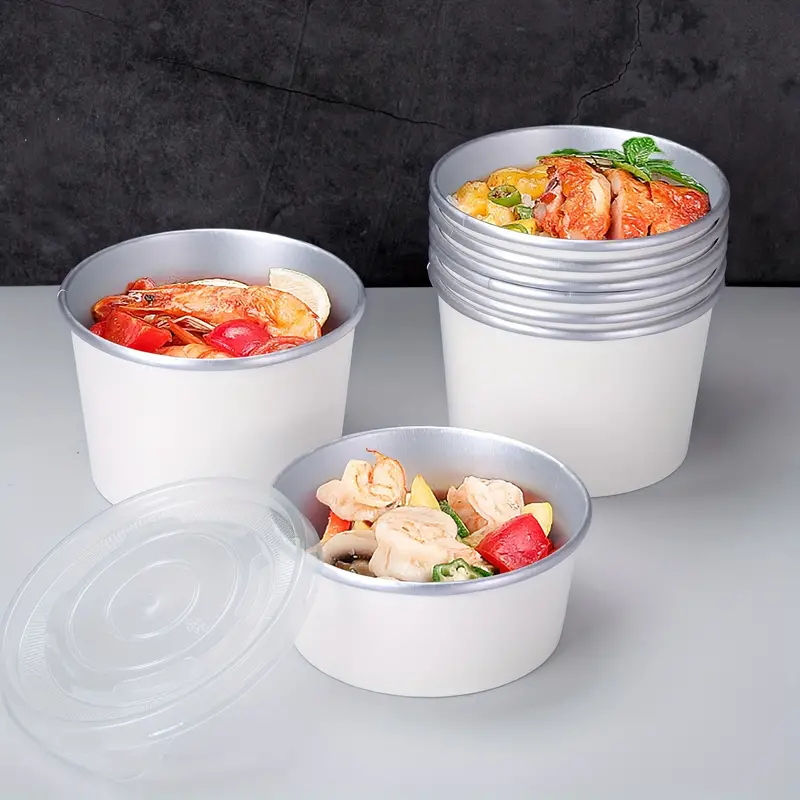 Disposable Paper Bowls Thickened White Aluminum Foil Paper - Temu