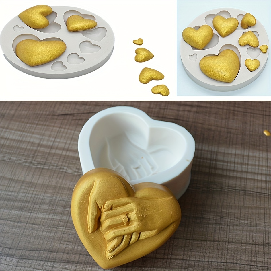 Heart Silicone Molds, 3D Heart Shaped Silicone Mold for Chocolate 2pcs 6 Grids Diamond Heart Cake Mold Jelly Gummy Mold Trays Candy Fondant Mould