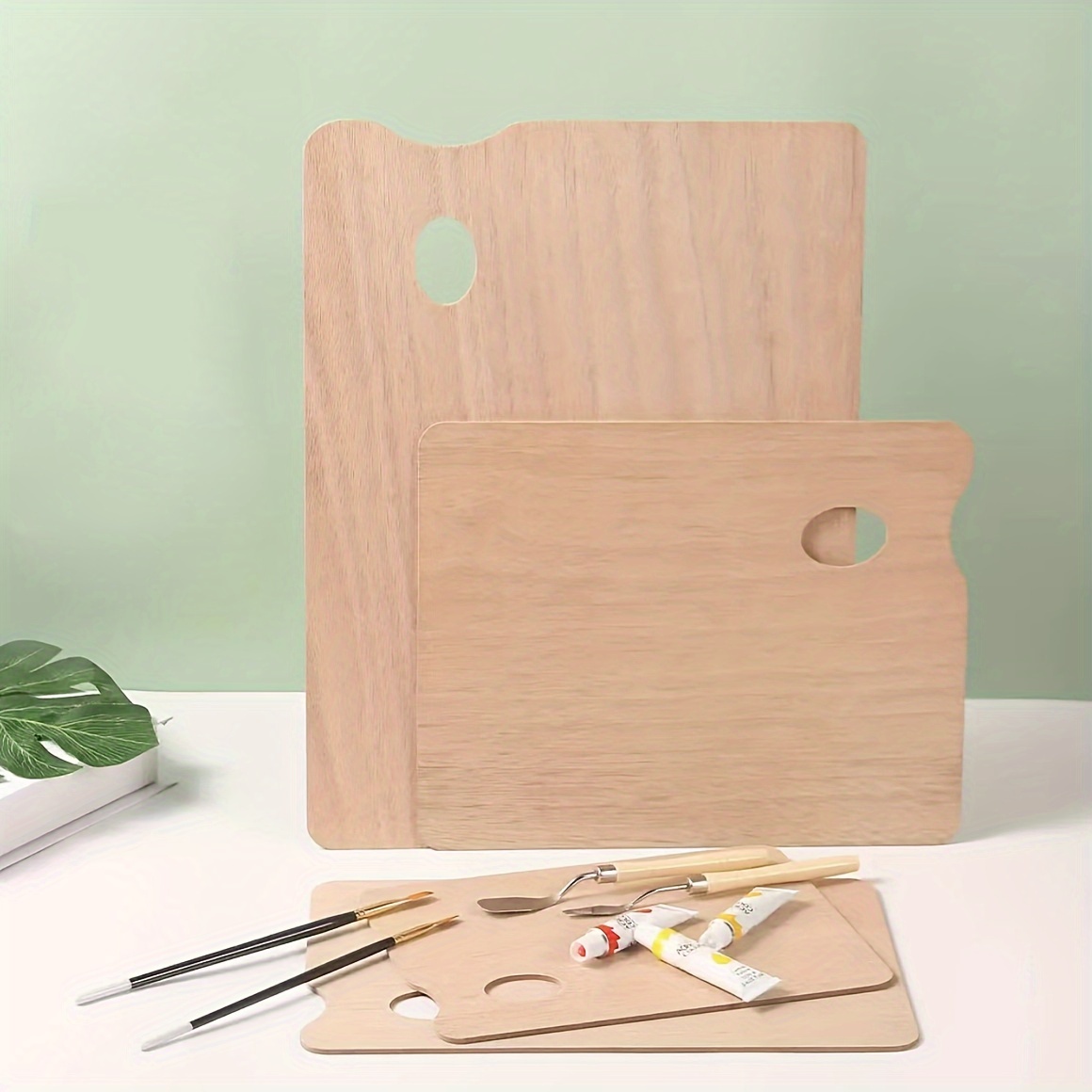 Wooden Paint Palette Paint Tray Palettes Thumb Holder Mixing Temu New