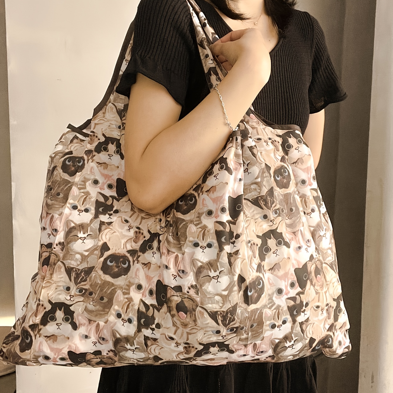 Kawaii Cai Pattern Shopper Bag - Lightweight & Reusable