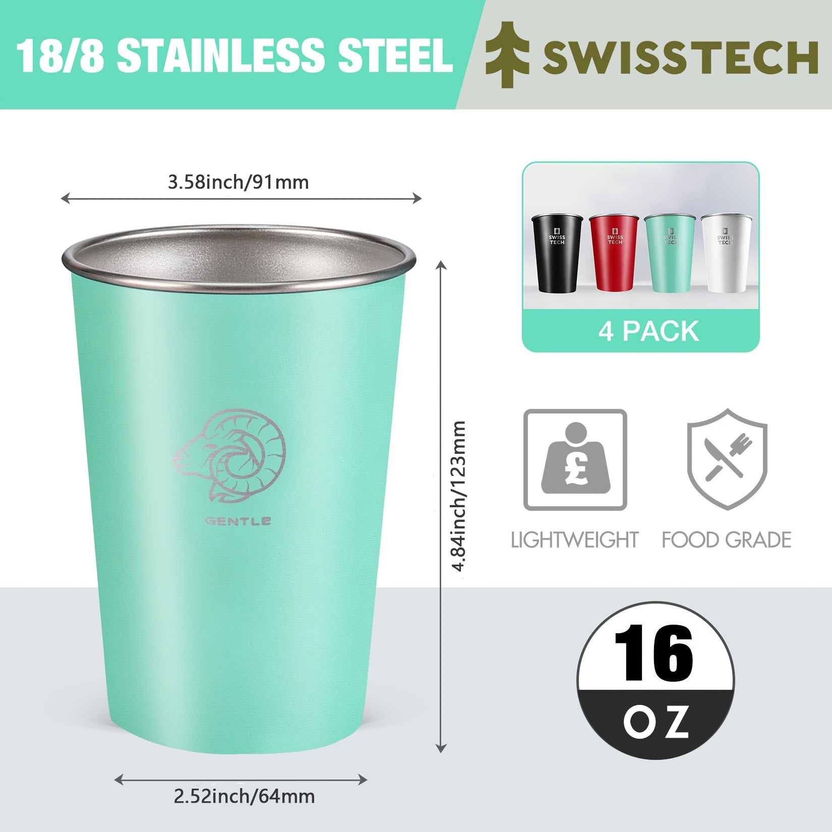 6 Pack 8 Oz Stainless Steel Kids Cups, Children's Pint Cups