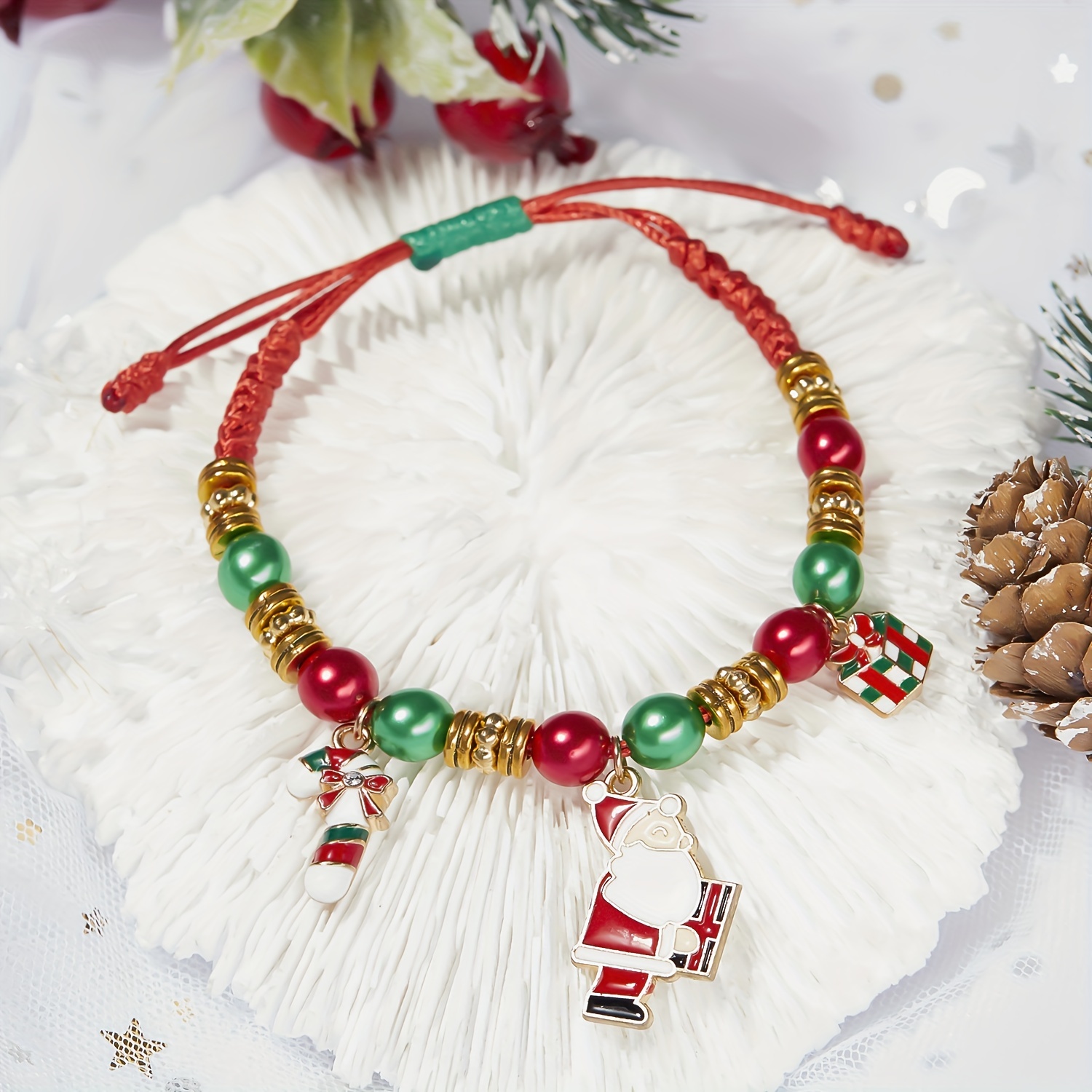 NVENF 2300PCS+ Christmas Beads Charms for Jewelry Making, Enamel Wreath Elk  Snowman Snowflake Charms, Red Green Christmas Clay Beads, Assorted