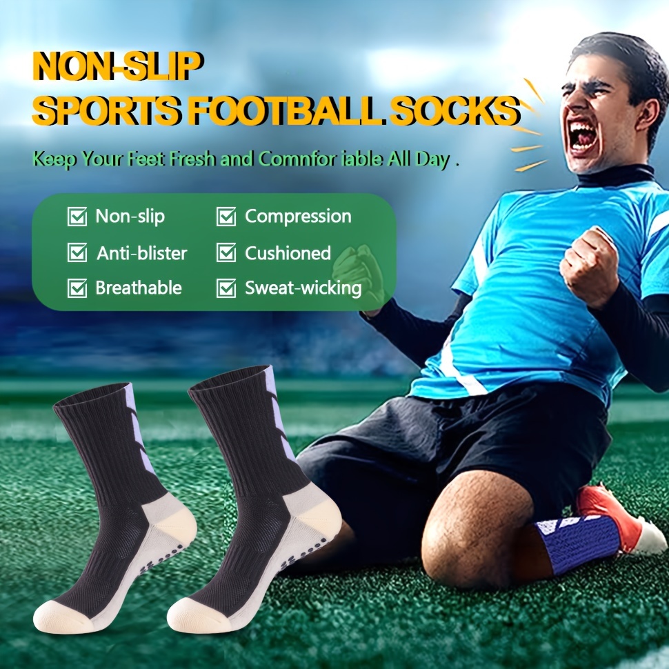 Non Slip Sport Soccer Socks 2/3 Pairs Anti Slip Football Grip Socks Unisex  Athletic Sports Socks with Rubber Dots