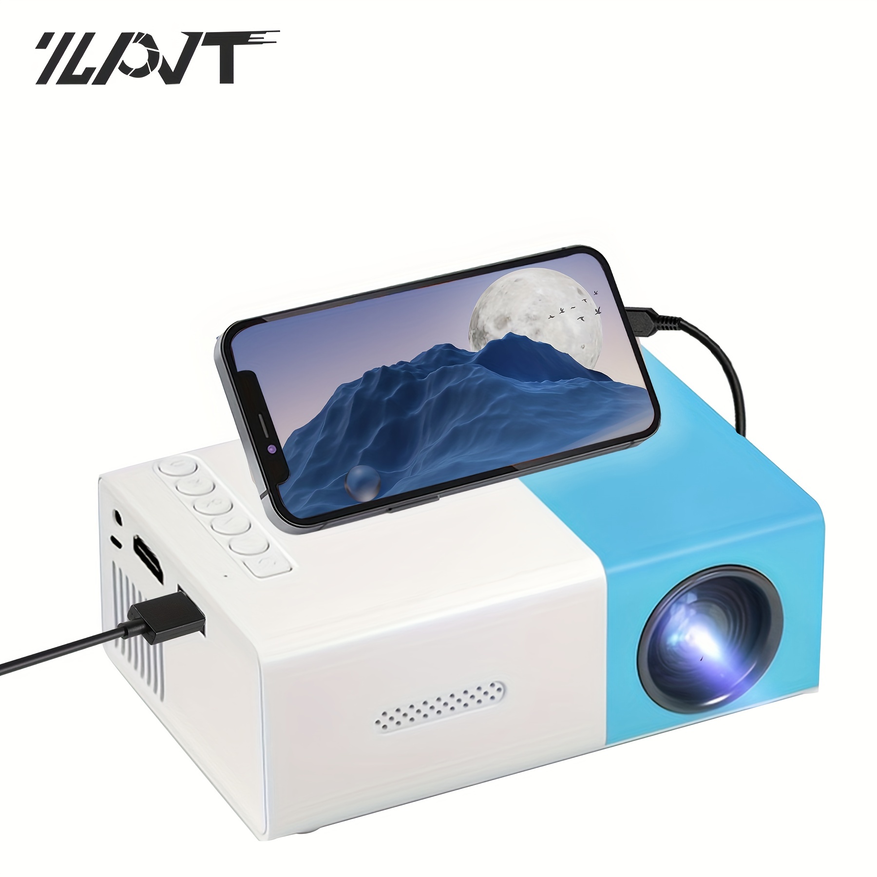 Téléphone mobile alimenté par USB avec le même écran Projecteur mobile  Yt200, mini projecteur domestique, mini maison portable Led haute  définition