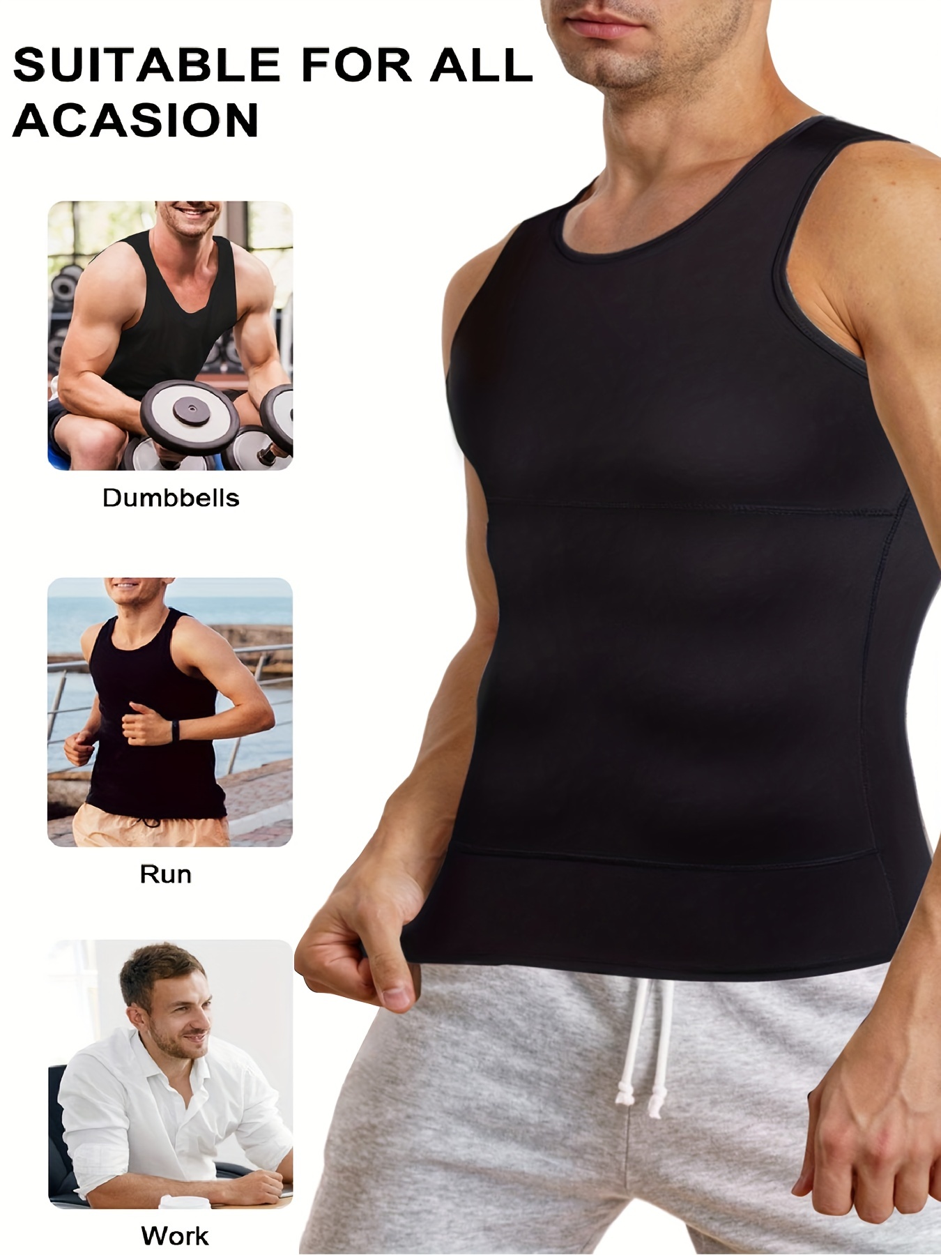 Compression Shirt Men Slimming Body Shaper Sport Vest - Temu Canada