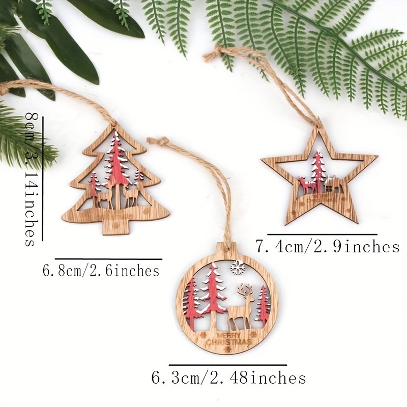 Farmhouse Christmas Tree Decor Wood Fretwork Hanging - Temu