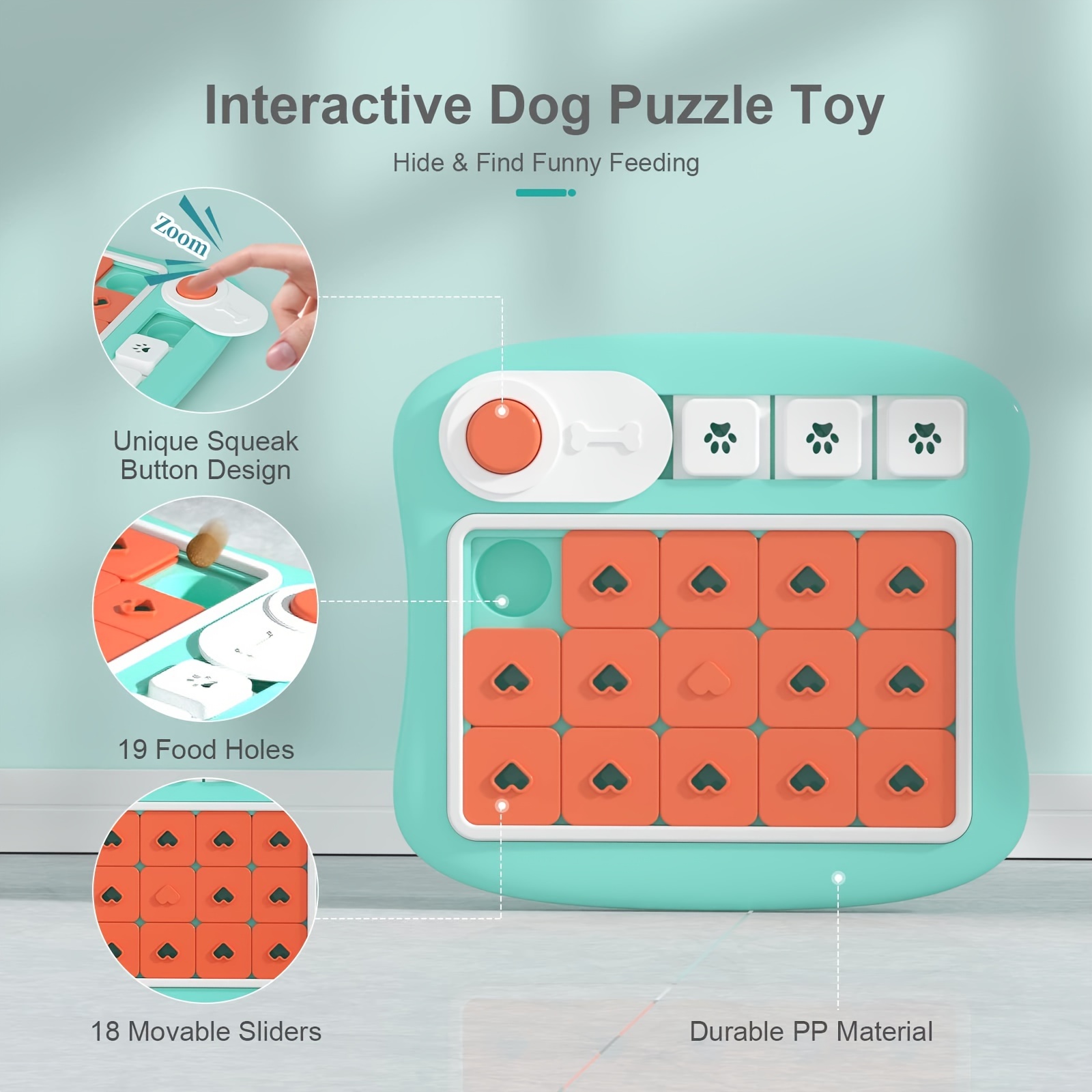 Interactive Dog Puzzle Toy With Squeaker - Slow Feeder For Small