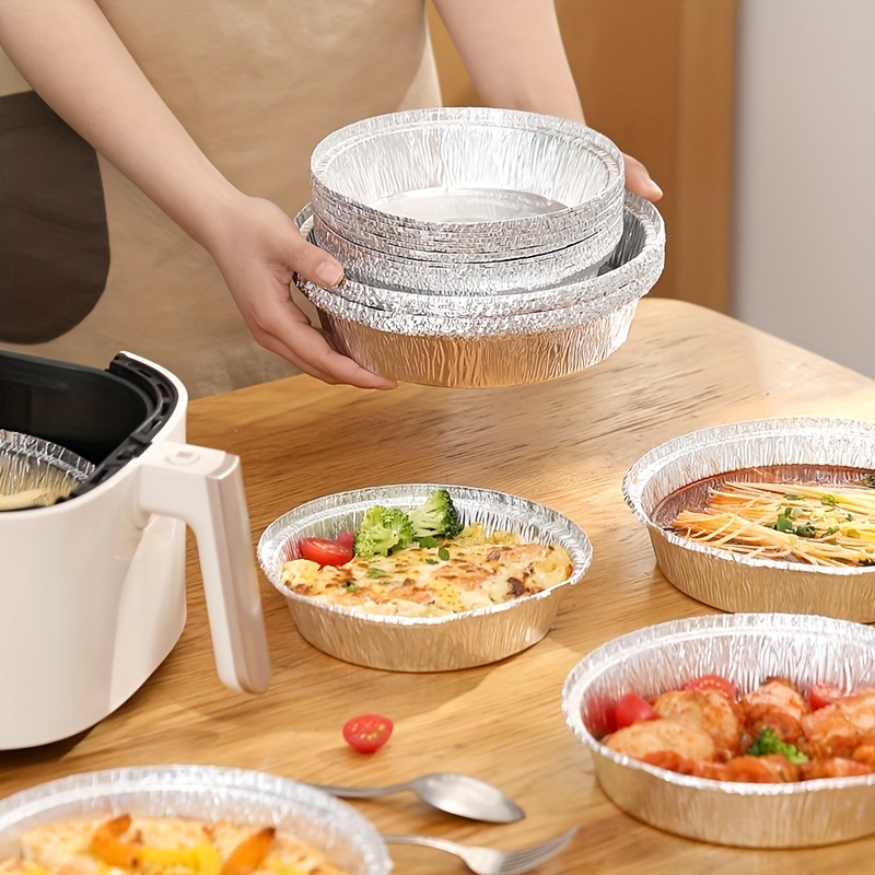 Circular Aluminum Foil Pot, Heavy-duty Disposable Circular Tin Foil Pot,  Pizza Pot For Baking, Cooking, Storage, Grilling, Reheating, Refrigerator,  And Oven Temu