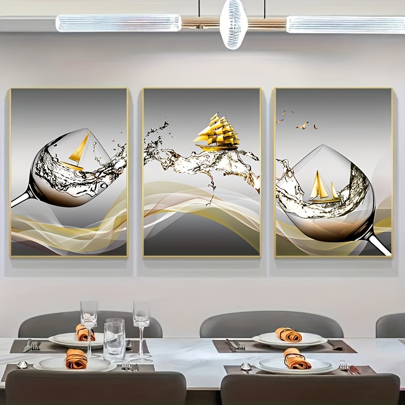 VFDBNG Tableau Decoration Murale Salon Moderne Murale Art Poster Vin Verre  Toile Peinture Peinture Imprimé Tableau pour Restaurant Cuisine Decoration  À La Maison 30x40cm x3 sans Cadre : : Cuisine et Maison