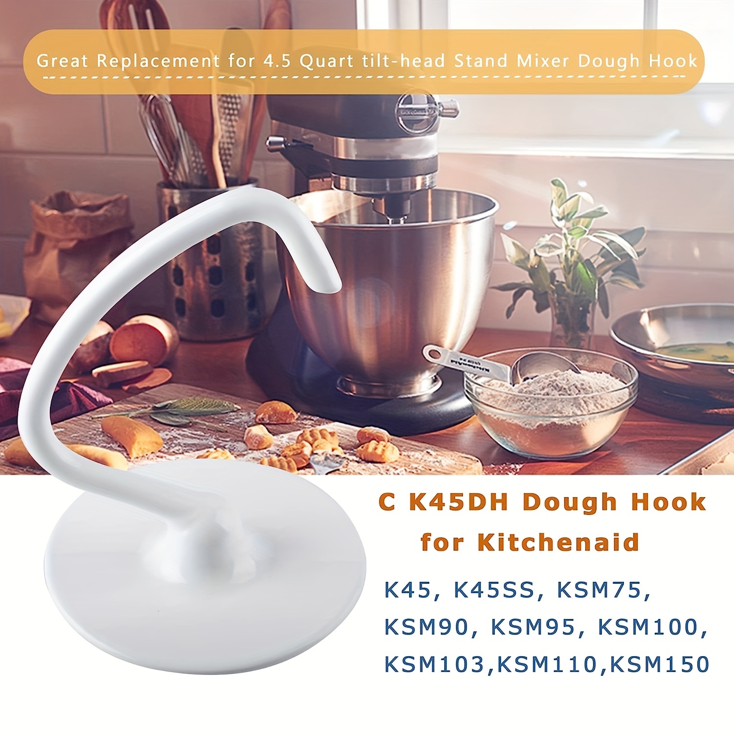 Stand Mixer Dough Hook for Kitchenaid KSM150 KSM90 K45 K45SS KSM75 KSM90  KSM95 KSM100 KSM103 KSM110 