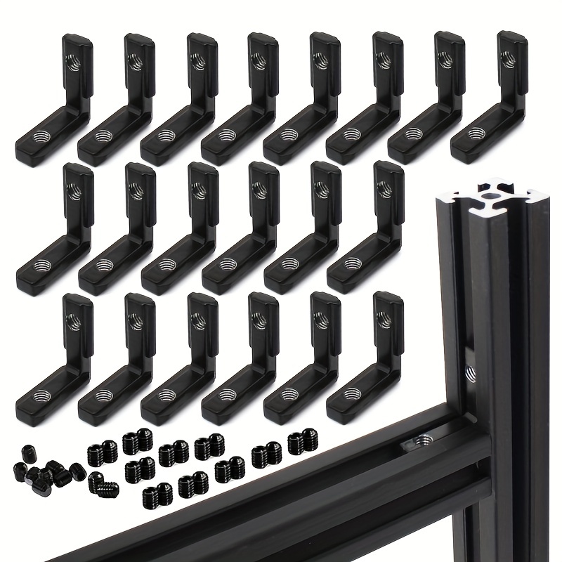 

20pcs Black L-shape Internal Corner Connectors W/ Screws - Perfect For 20x20 Series Aluminum Extrusions!