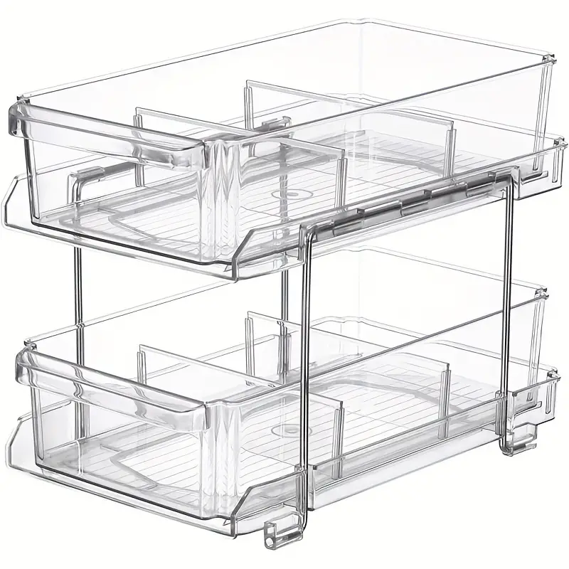 2 Tier Acrylic Clear Organizer With Dividers - Multi-purpose Slide-out  Storage Container For Bathroom Vanity, Under Sink Closet, And Countertop  Organization - Temu Hungary