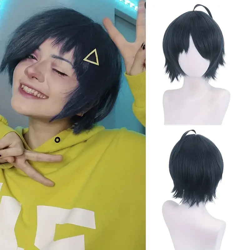 1pc Peruca De Cosplay Masculina, Sintética Curta E Ondulada Natural, Cabelo Para  Homens Meia Peruca Para Festa De Halloween Anime Wig - Temu Portugal