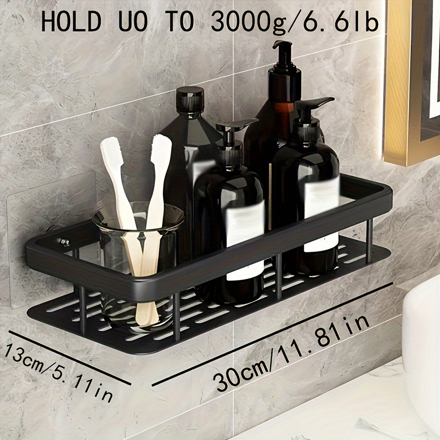 1pc Wall Mounted Punch-free Bathroom Storage Rack,Shower Caddy Shelf, Bathroom  Shower Rack, Stainless Steel Suction Cup Toilet Rack, Toilet Organizer Rack