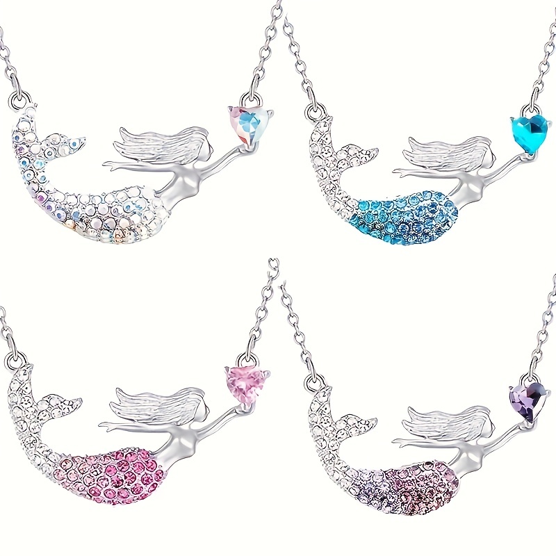 Girl's Romantic Mermaid Jewelry Set Fishtail Pendant - Temu