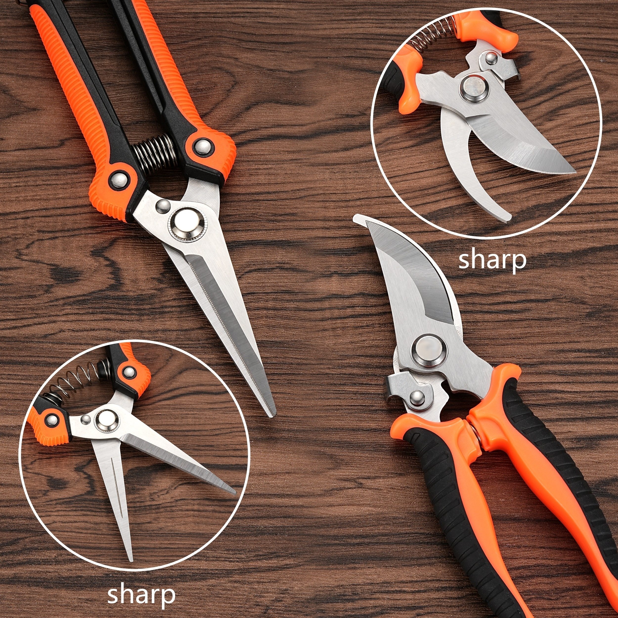 Garden Pruning Shears Stainless Steel Blades, Handheld Scissors Set With  Gardening Gloves,heavy Duty Garden Bypass Pruning Shears,tree Trimmers  Secateurs, Hand Pruner ( ), Soft Cushion Grip Handle Clippers For Plants, Garden  Tools 